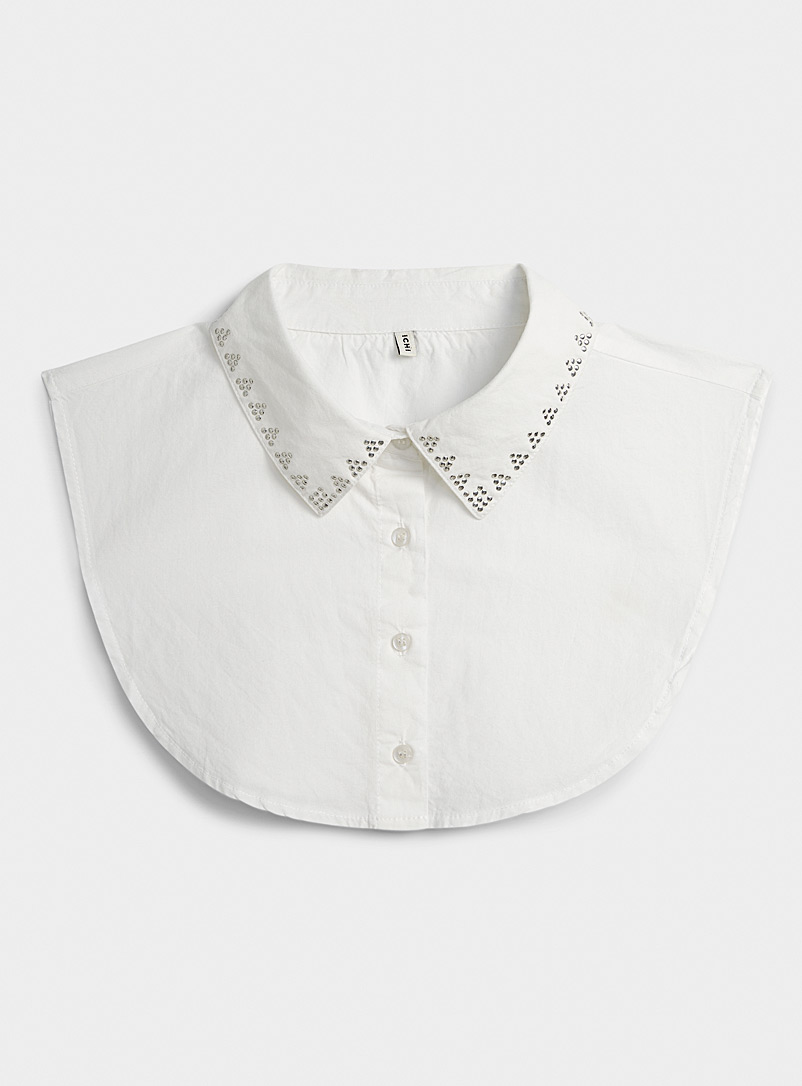 ICHI White Studded detail faux collar for women