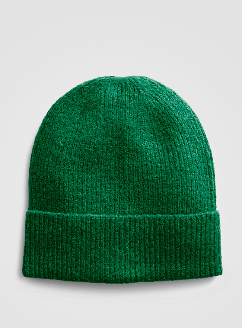 ICHI Green Soft colourful knit tuque for women