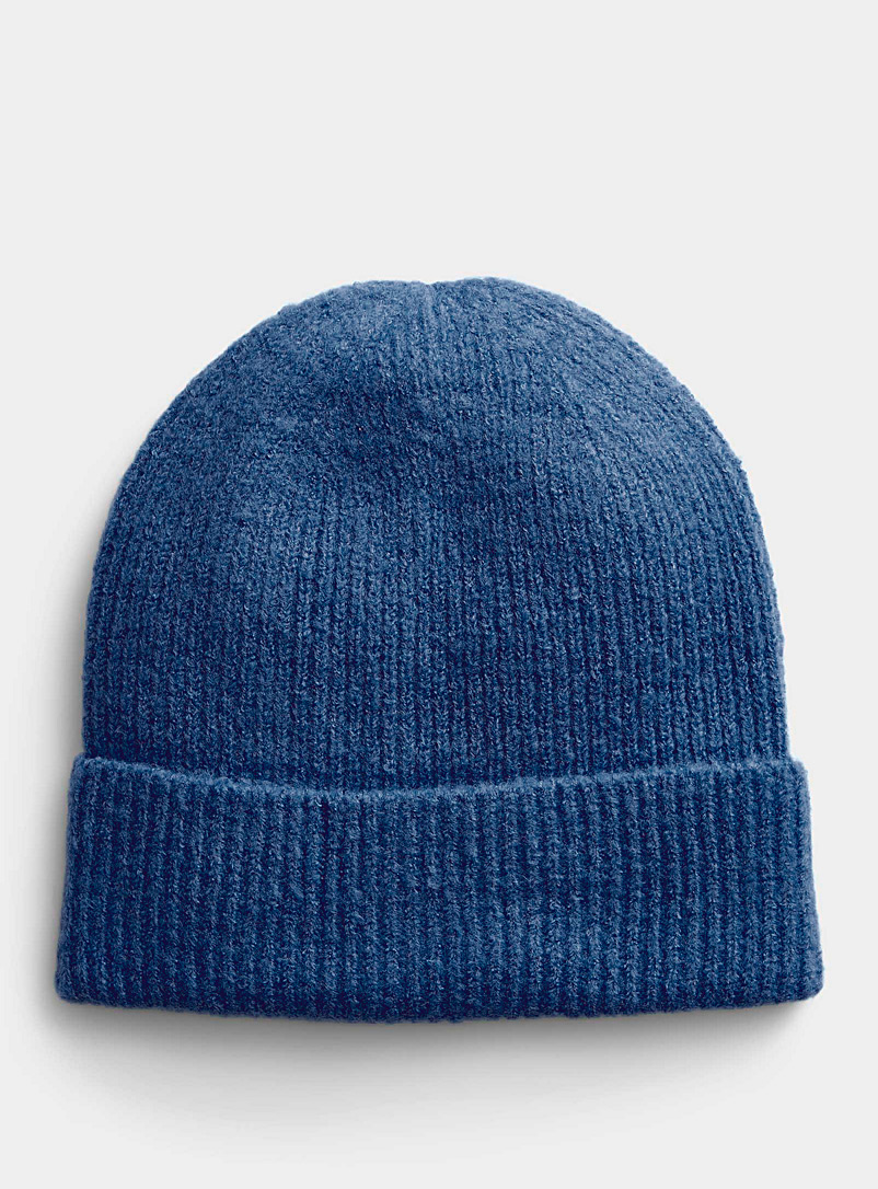 ICHI Blue Soft colourful knit tuque for women