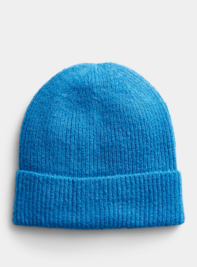 ICHI Sapphire Blue Soft colourful knit tuque for women