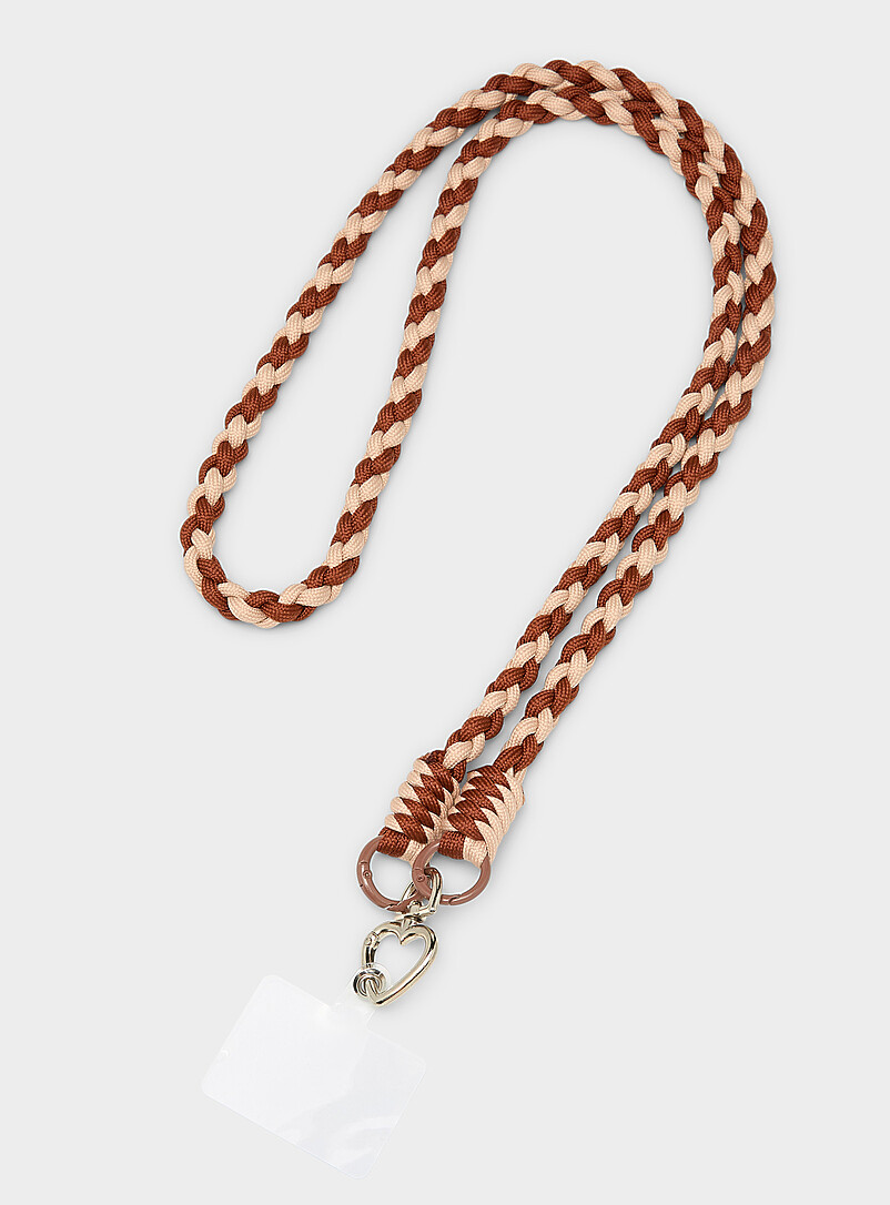 Simons Brown Twisted-cord crossbody phone strap for women