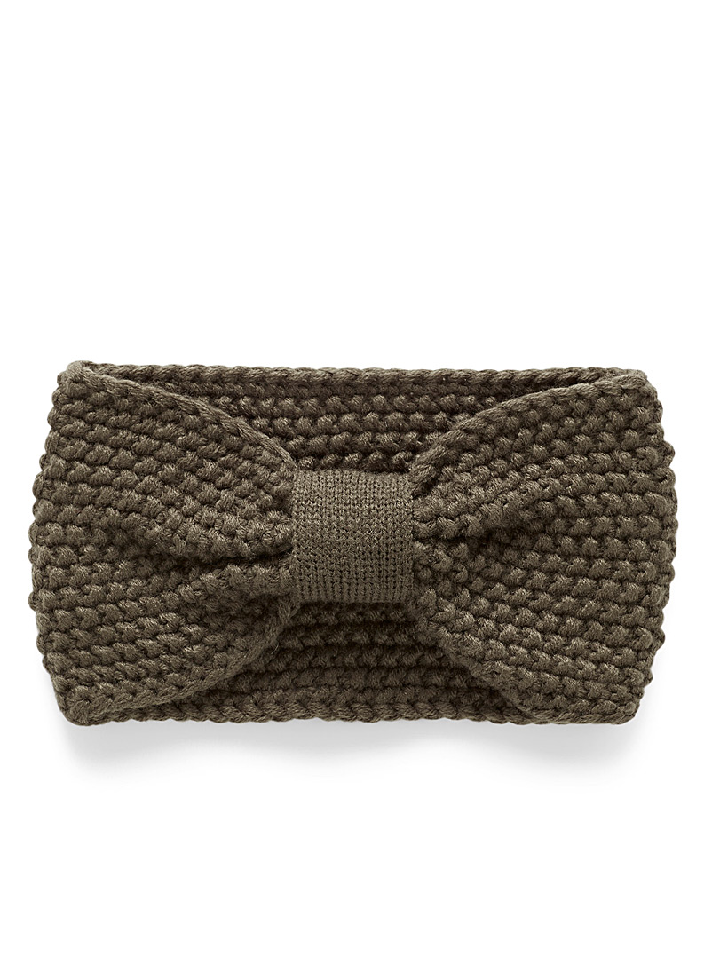 ICHI Mossy Green Popcorn-knit knot-like headband for women