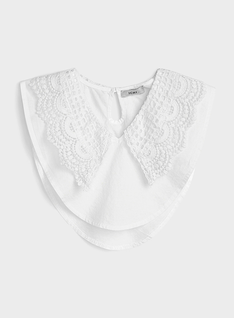 ICHI White Lace faux collar for women