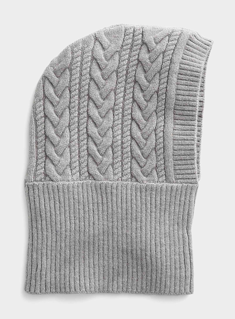 ICHI Silver Cable knit balaclava for women