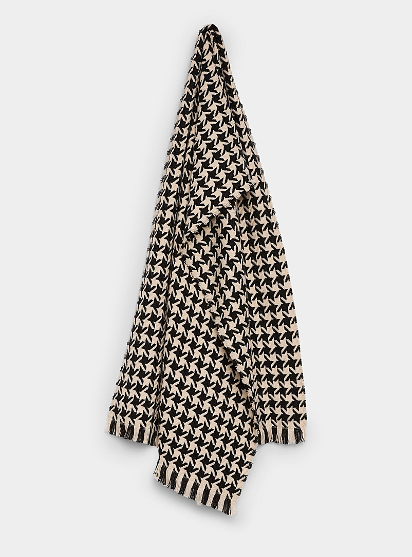 ICHI Patterned Black Houndstooth scarf for women