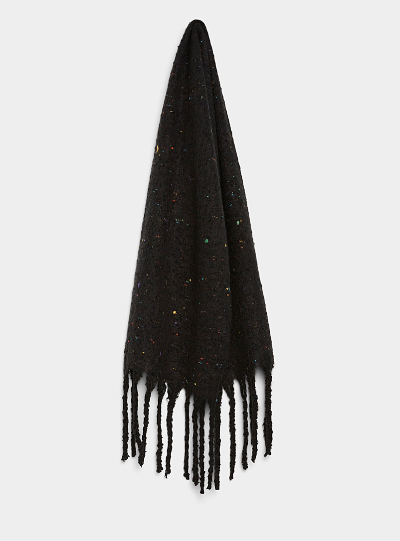 ICHI Black Festive confetti scarf for women