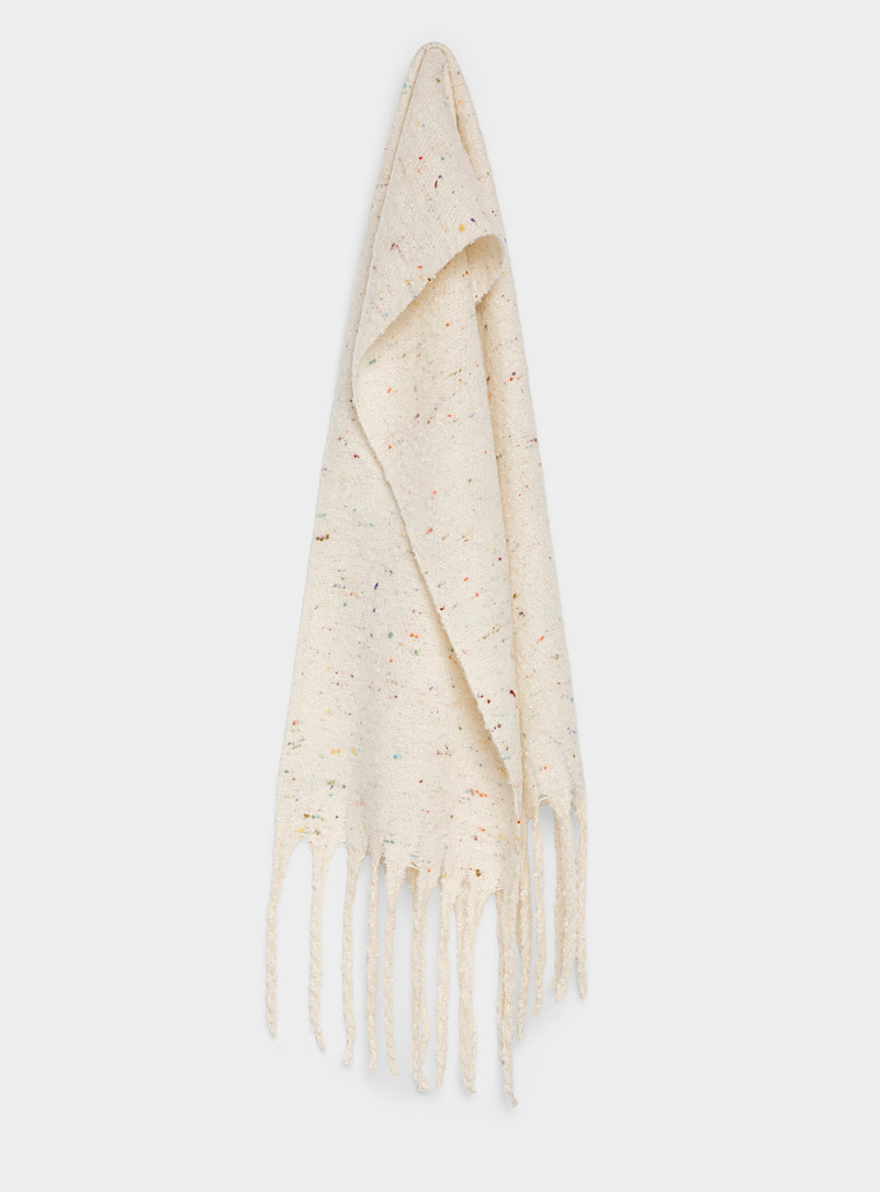 ICHI Ivory White Festive confetti scarf for women