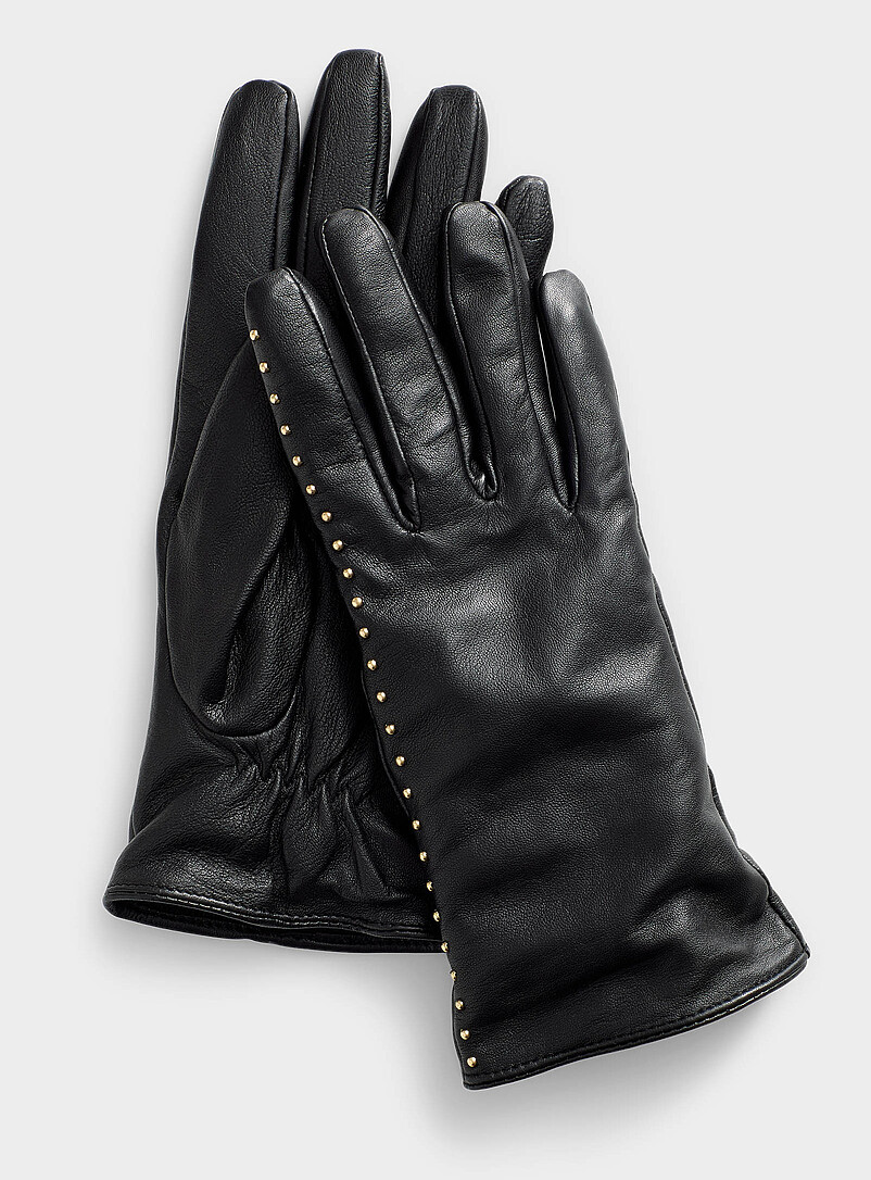Studded genuine leather gloves product image (primary)