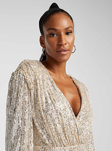 Sequined crossover dress | ICHI | Women 
