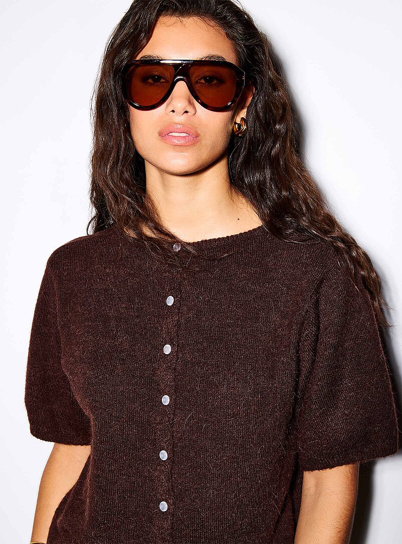 Back-button fuzzy-knit sweater product image 3