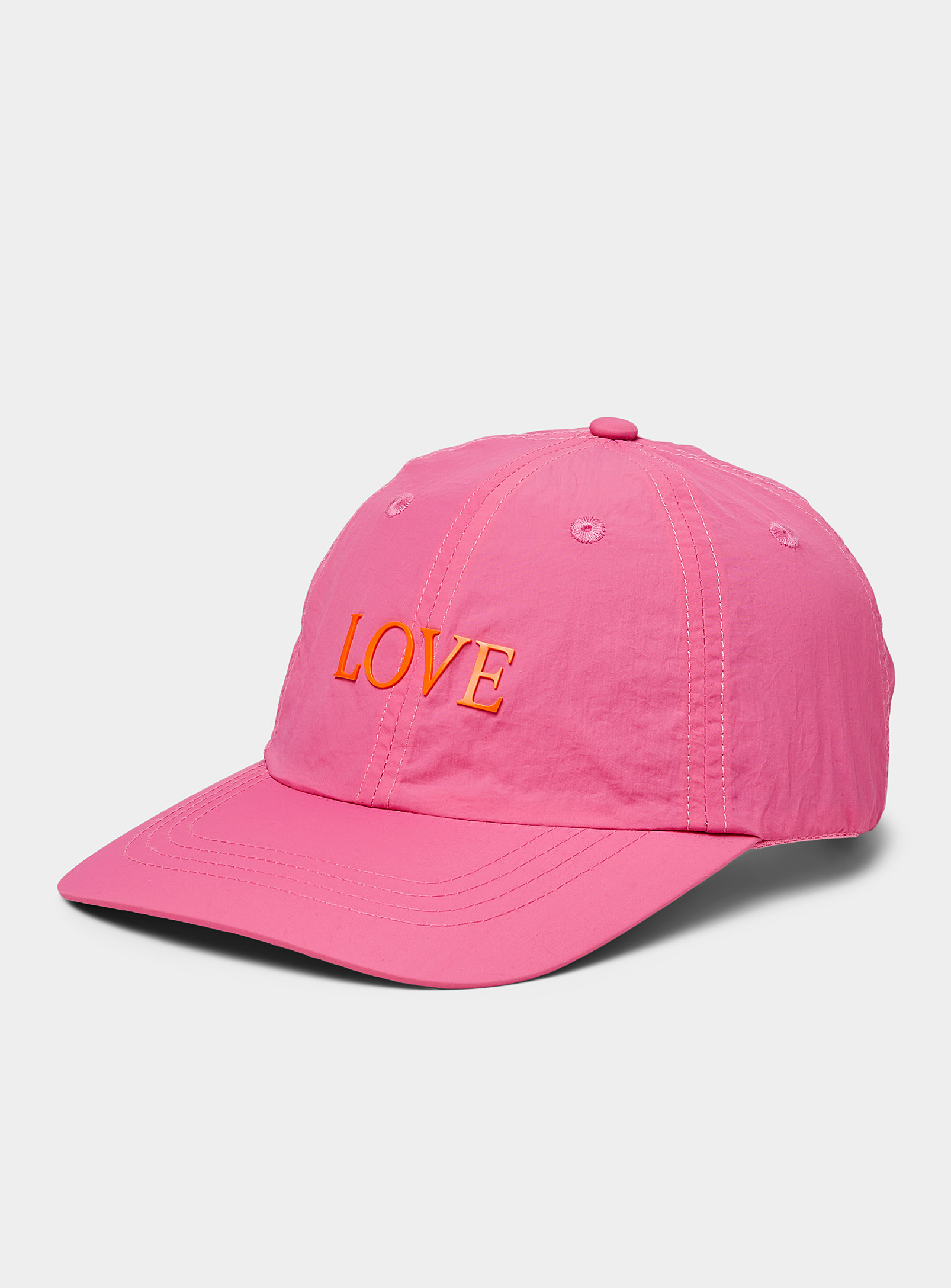 Ichi Contrast Appliqué Lightweight Cap In Pink