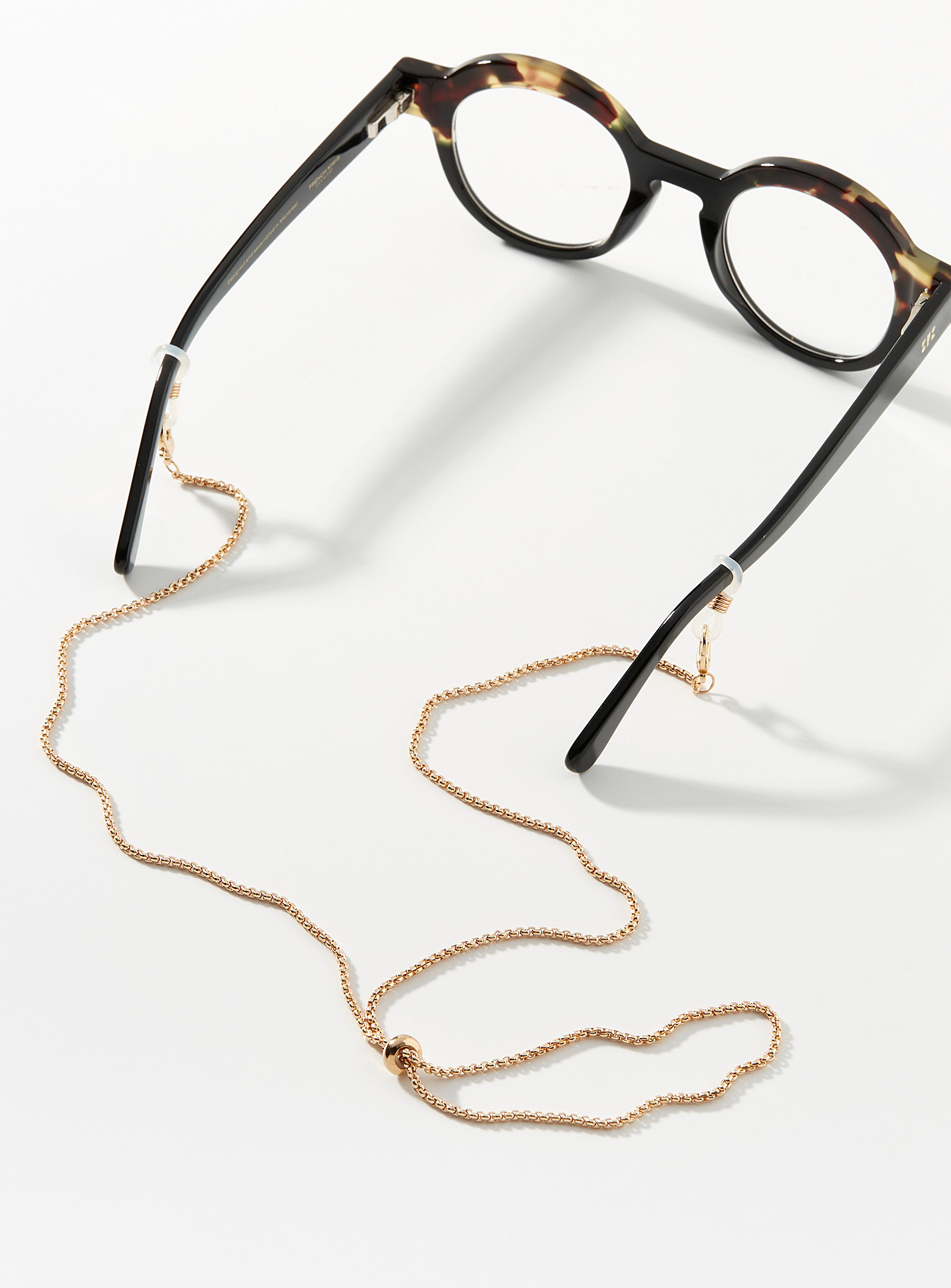 Ichi Adjustable Metallic Glasses Chain In Black