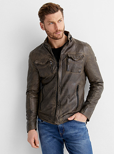 Le 31 Light Brown Vintage leather jacket for men