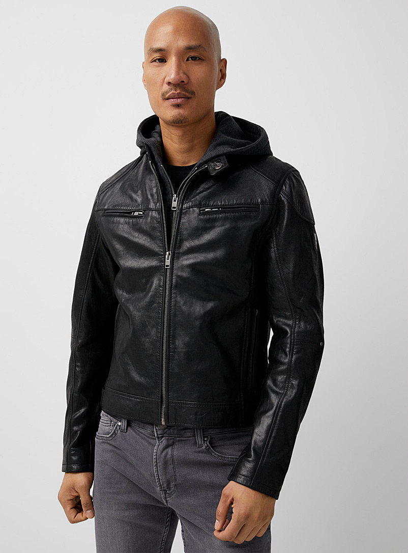 Hooded leather jacket | Le 31 | Shop Men's Leather & Suede Jackets Online |  Simons