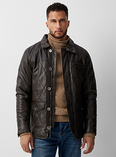 Quilted diamond leather jacket | Le 31 | Shop Men's Leather & Suede ...