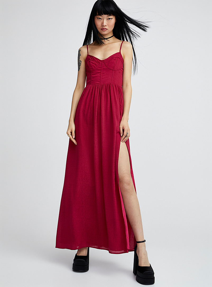 Twik: La robe maxi bustier rubis Rose pour femme