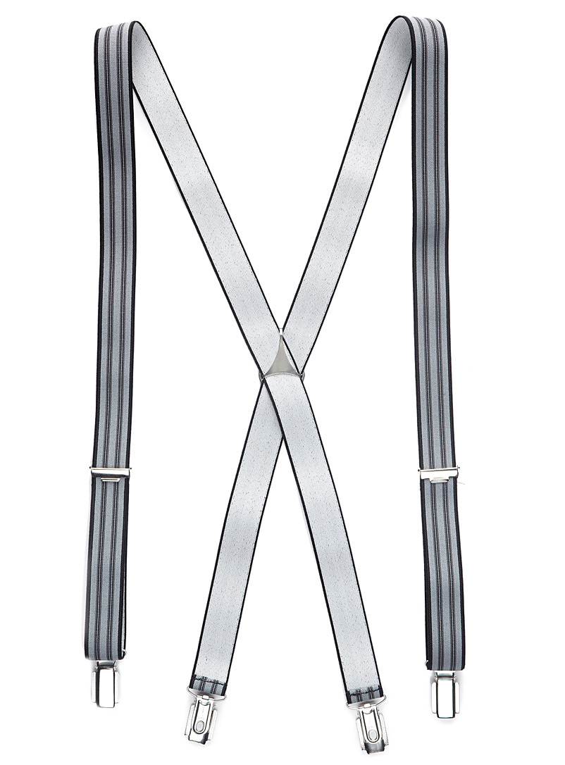 Le 31 Grey Striped suspenders for men