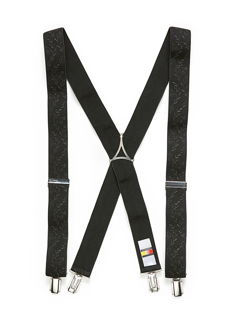 Lindenmann Black Floral suspenders for men