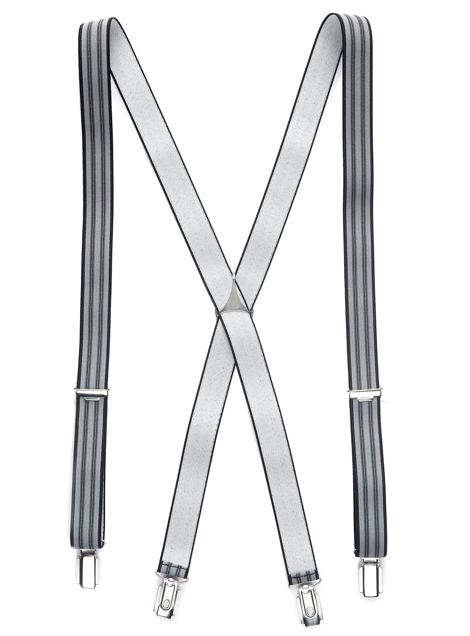 Le 31 Striped Suspenders In Grey