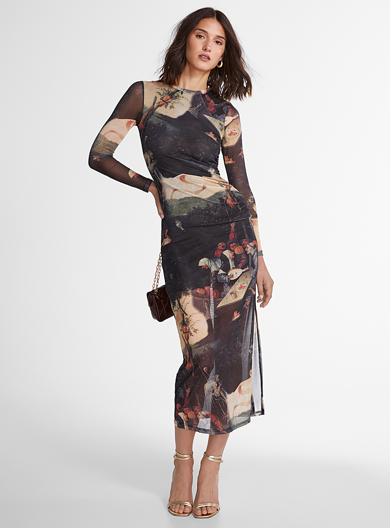 Icône: La robe microfilet imprimé Assorti pour femme