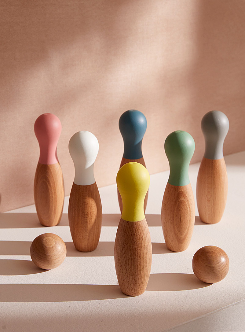 Nobodinoz: Le jeu de quilles en bois coloré Ensemble de 9 Assorti
