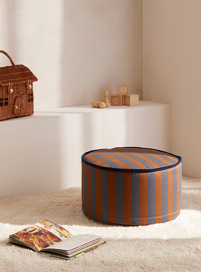 Nobodinoz Patterned Blue Little blue and brown stripe pouf