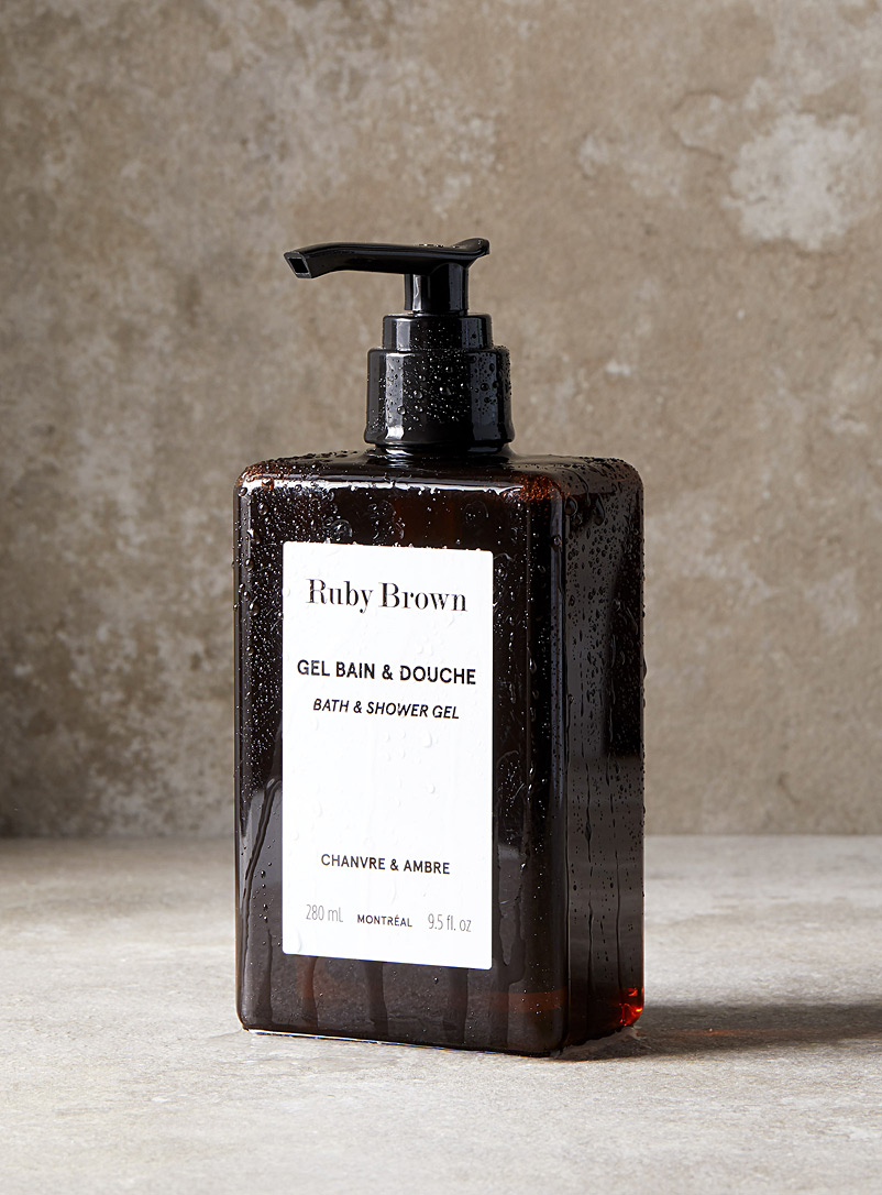 Ruby Brown White Hemp and amber bath and shower gel for men