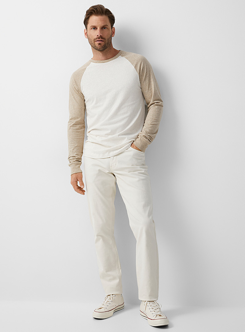 Le 31: Le pantalon 5 poches coton bio extensible Coupe Stockholm - Étroite Beige crème pour homme