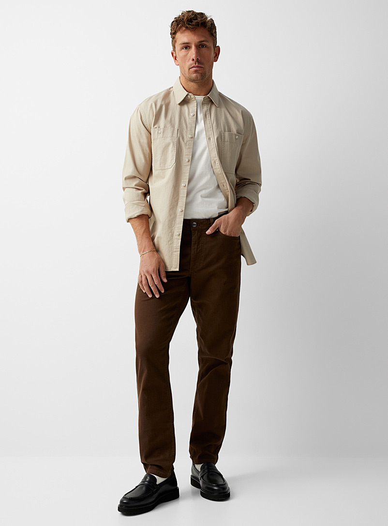 Le 31 Dark Brown Stretch organic cotton 5-pocket pant Stockholm fit - Slim for men