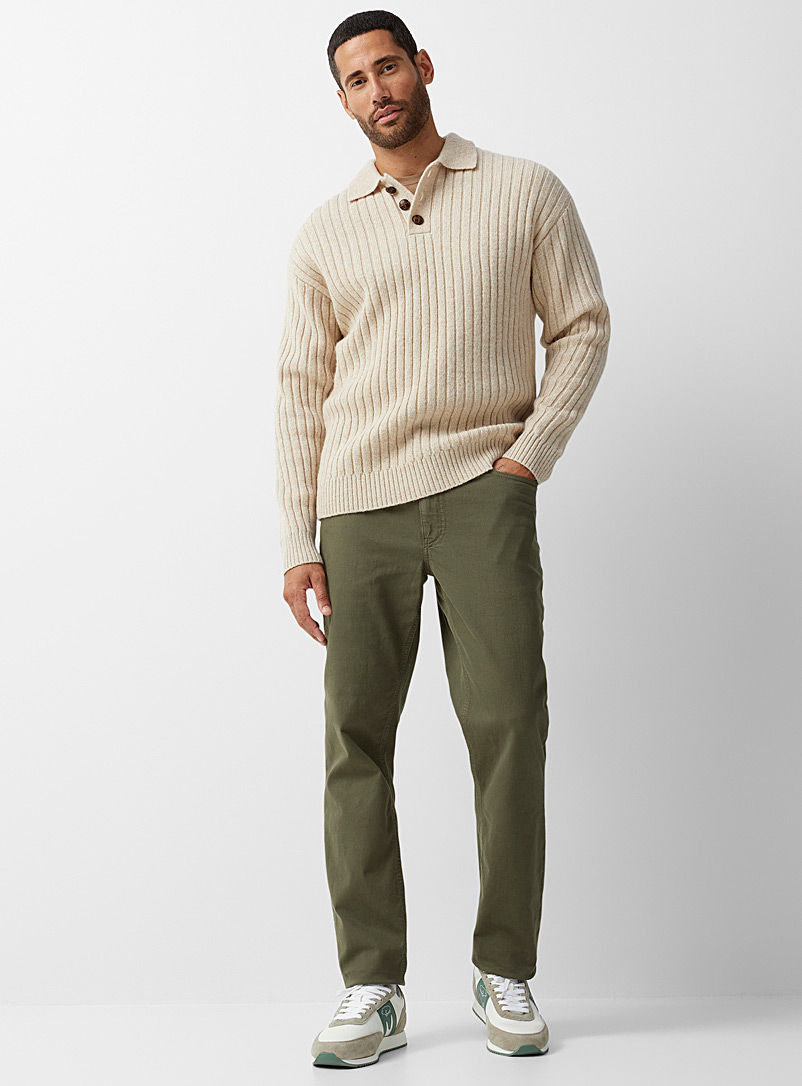 Le 31 Mossy Green Stretch organic cotton 5-pocket pant Stockholm fit - Slim for men