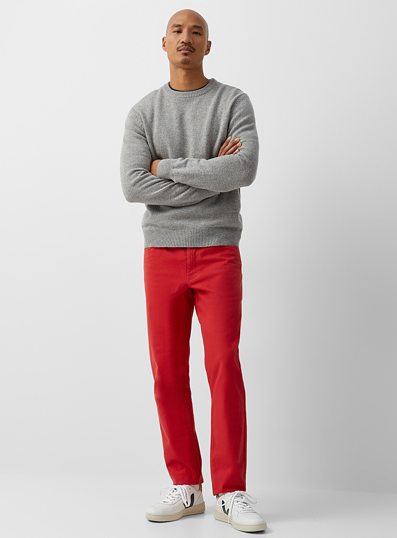 Le 31 Bright Red Stretch organic cotton 5-pocket pant Stockholm fit - Slim for men