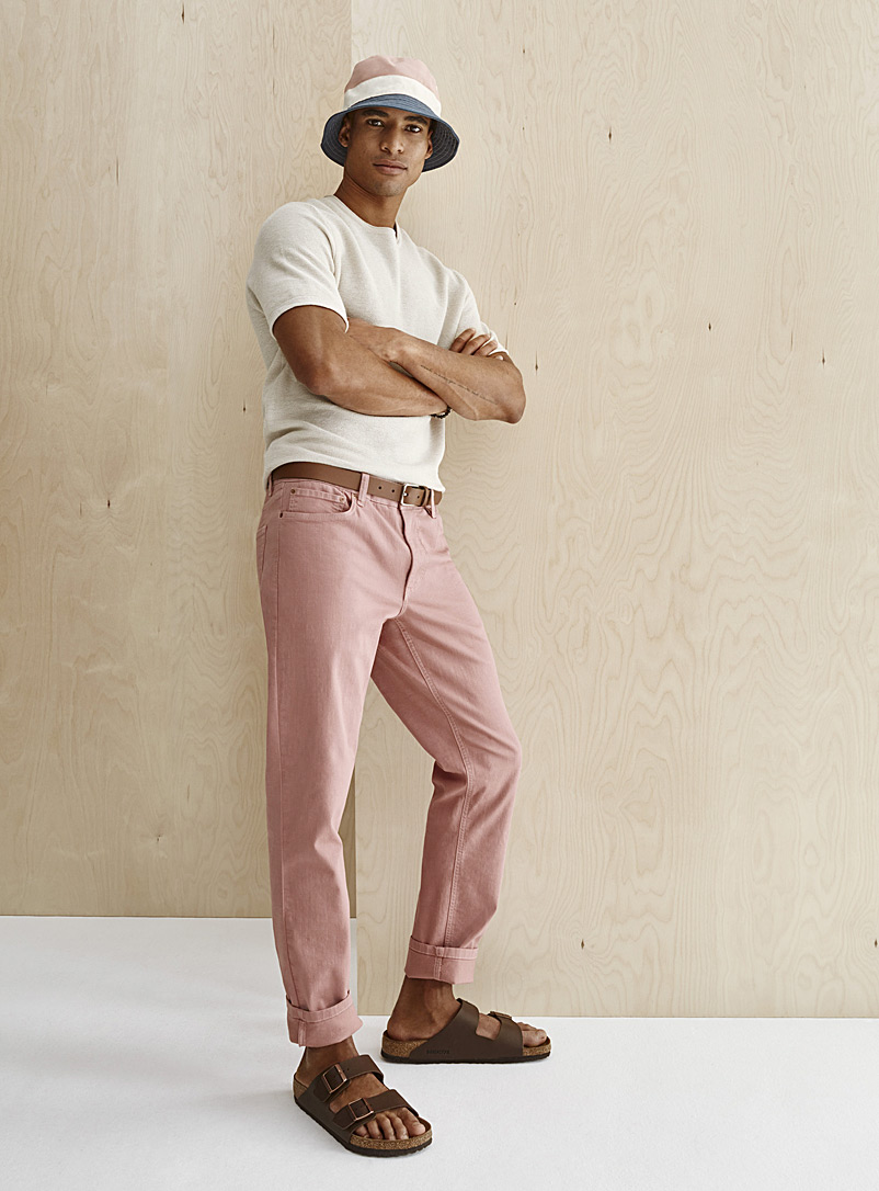 Le 31: Le pantalon 5 poches coton bio extensible Coupe Stockholm - étroite Vieux rose pour homme