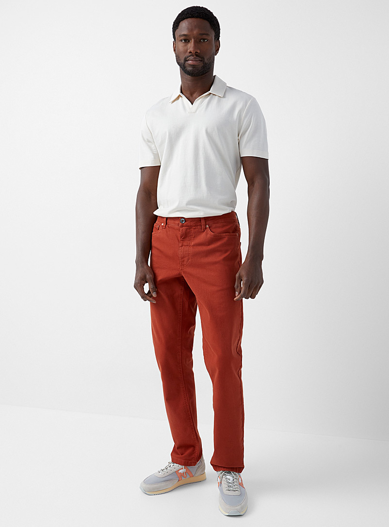 Le 31 Dark Orange Stretch organic cotton 5-pocket pant Stockholm fit - Slim for men