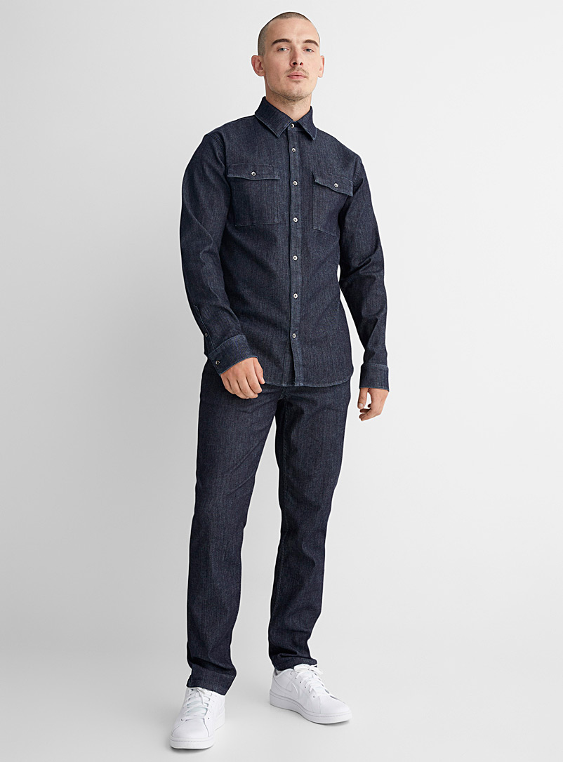 Le 31 Blue Indigo denim Innovation shirt Modern fit for men