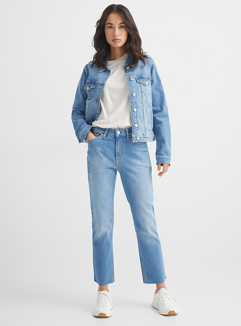 Contemporaine Baby Blue Raw-hem relaxed jean for women