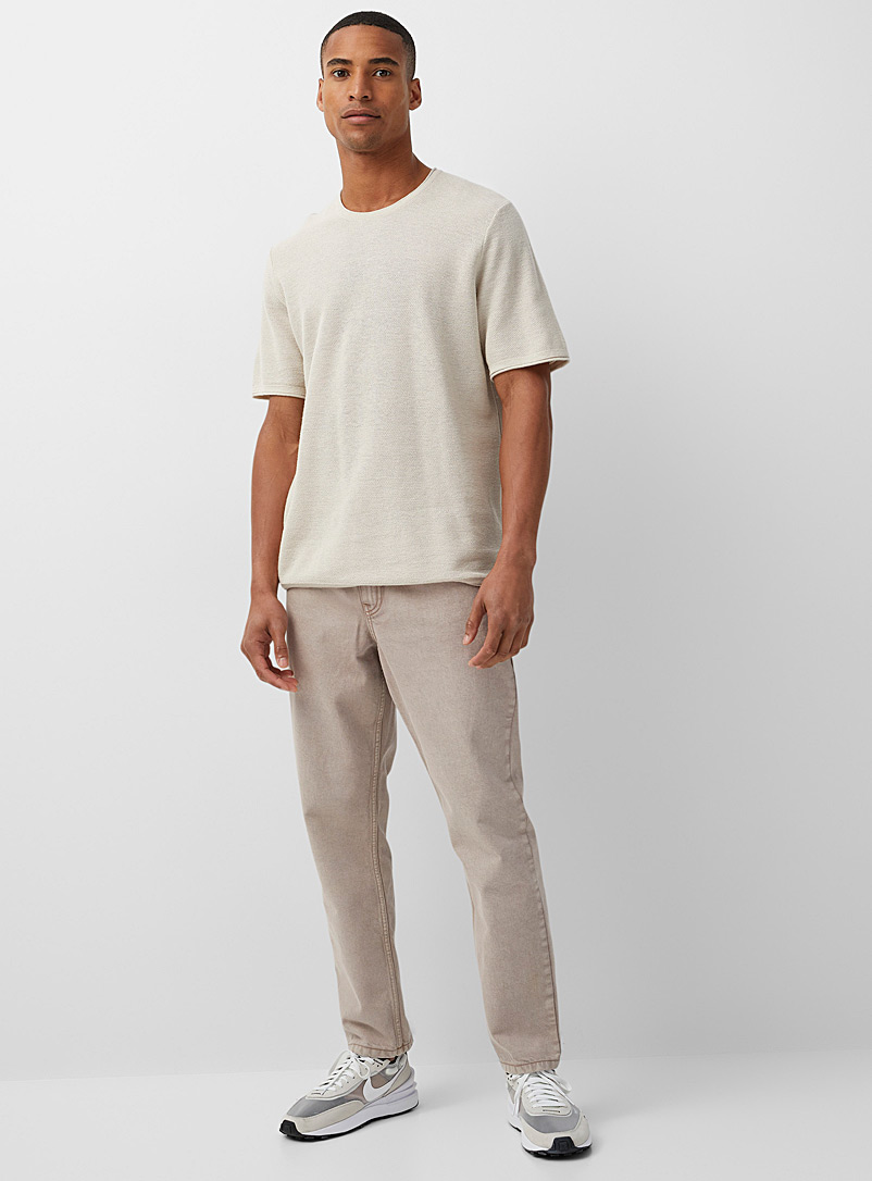 Le 31 Light Brown Garment-dyed jean Seoul fit - Tapered for men