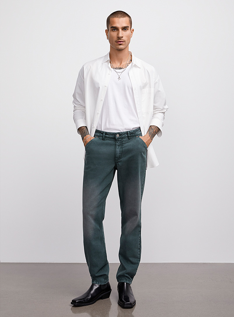 Le 31: Le jean couleur teint en pièce Coupe Stockholm - Étroite Vert pour homme