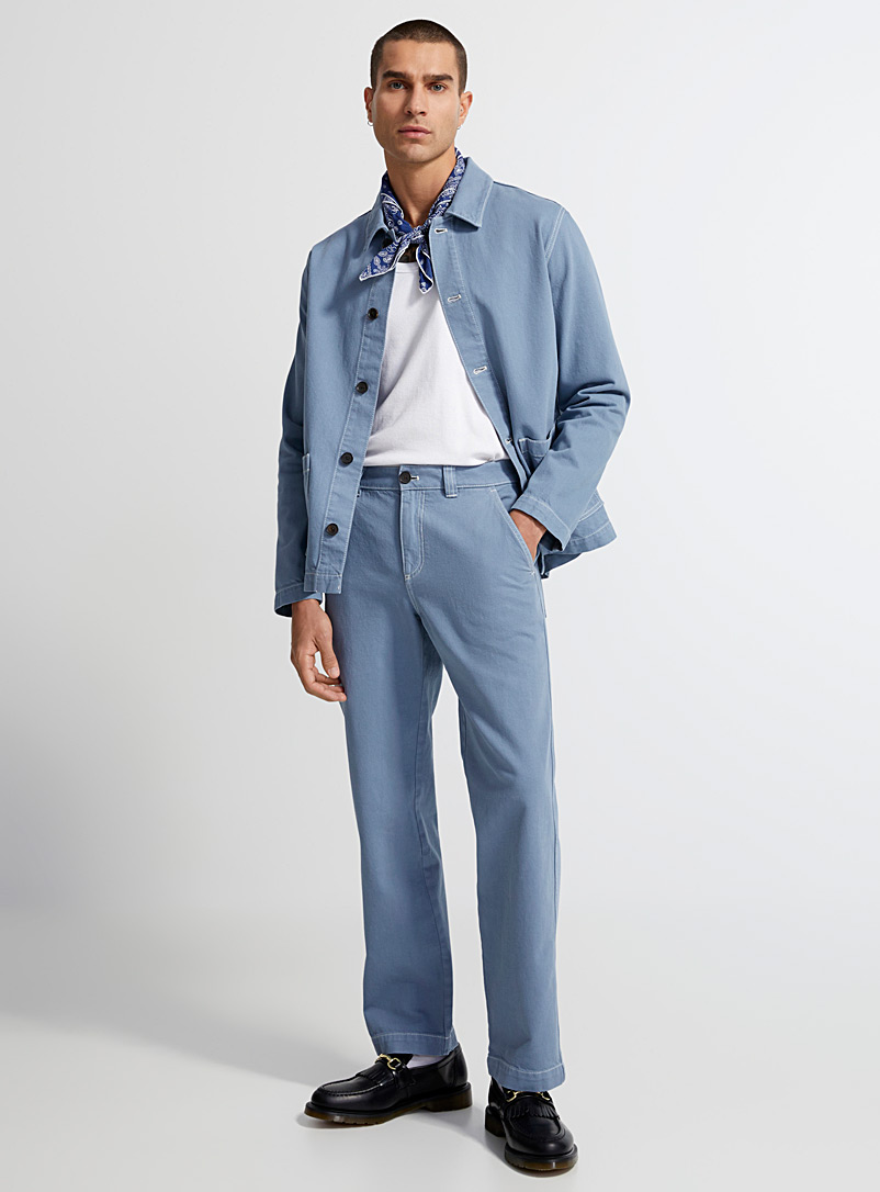 Le 31: Le pantalon twill travailleur coloré Coupe droite Bleu pâle-bleu poudre pour homme