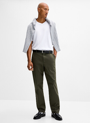 Le 31: Le chino extensible <b>Coupe London - Droite &eacute;troite</b> Vert pistache - Menthe pour homme