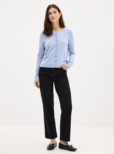 Contemporaine Black Black stretch jean <b>Fit: Straight leg, high rise</b> for women