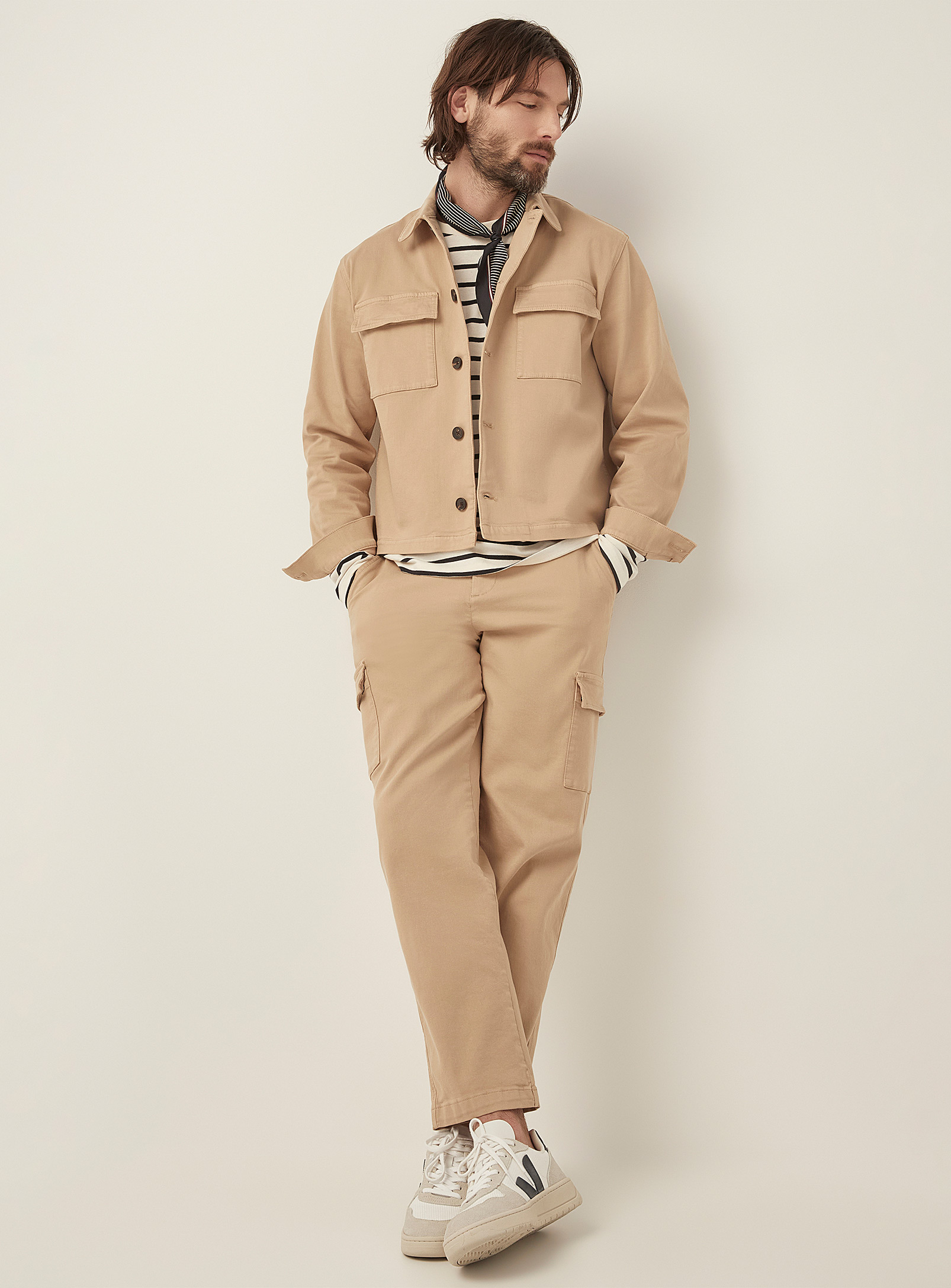 Le 31 Stretch Cargo Pant Tapered Fit In Sand