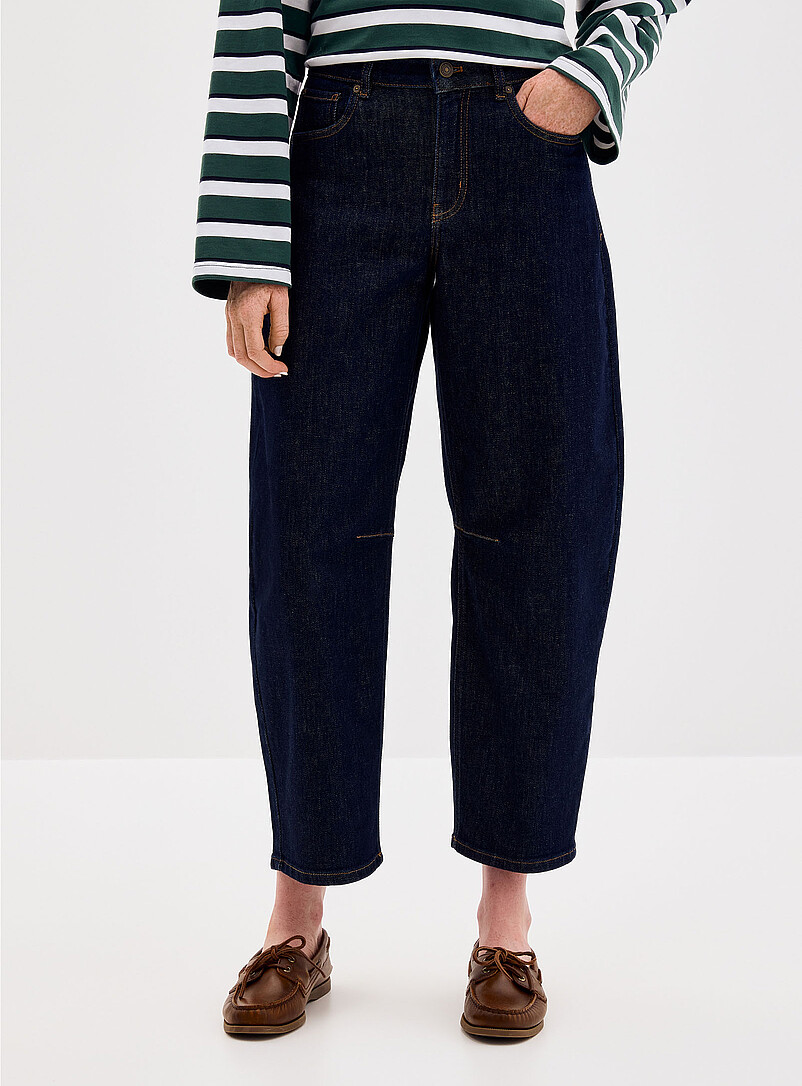 Solid navy jean Fit: Barrel leg, high rise product image 2