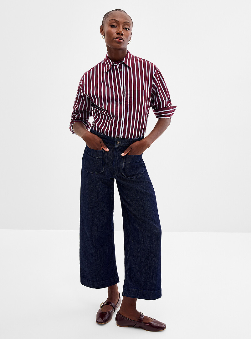Patch-pocket dark indigo jean Fit: Wide leg, mid rise product image (primary)