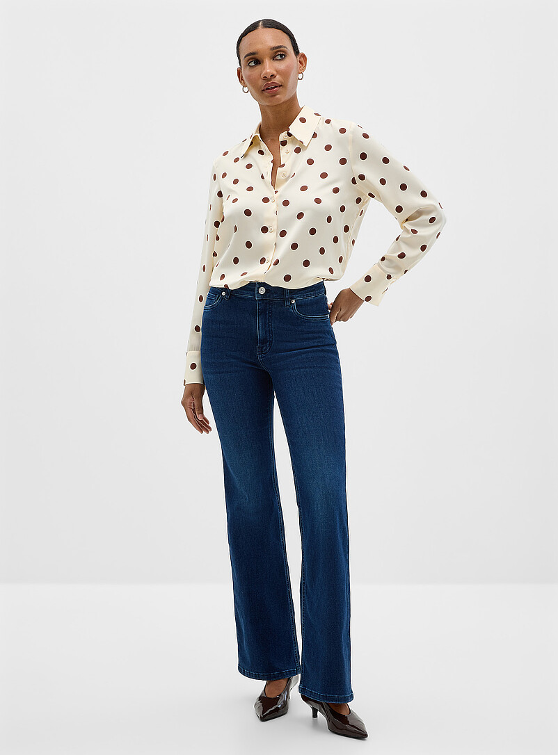 Medium indigo bootcut jean Fit: Flared leg, high rise product image (primary)