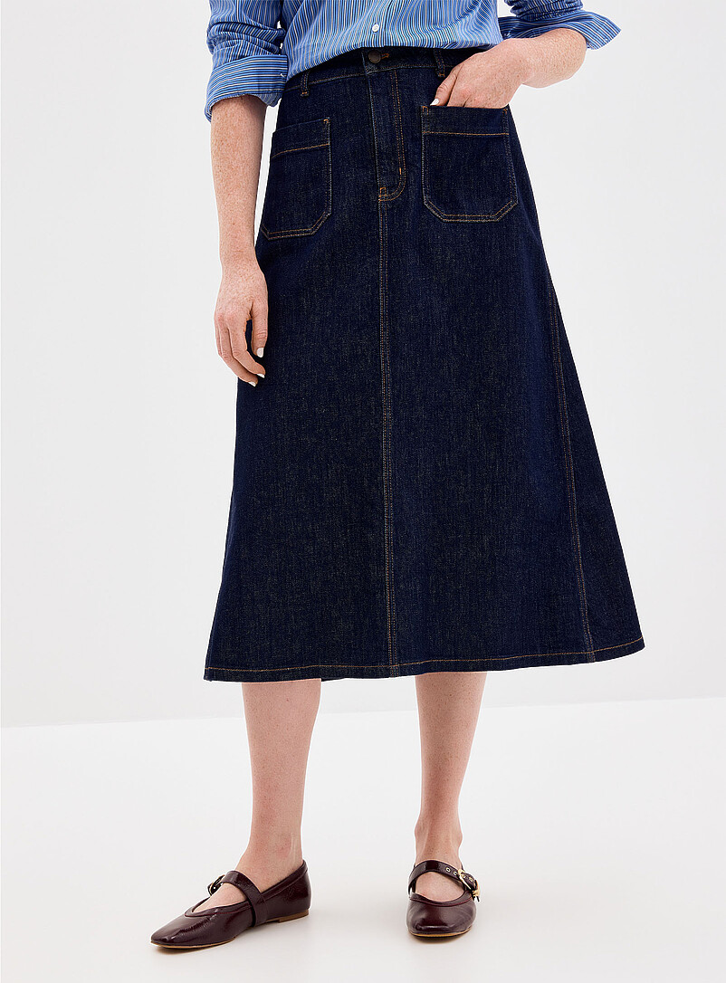 Chic denim flared maxi skirt product image 2
