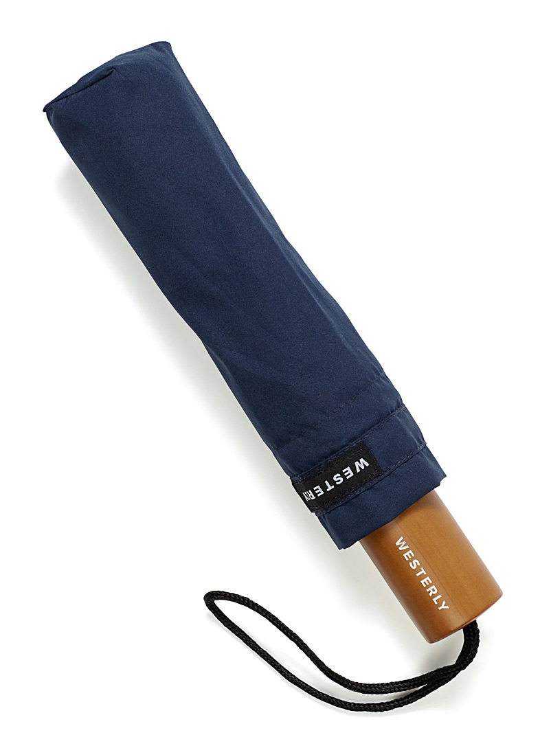 Westerly Marine Blue Wood handle solid umbrella for men