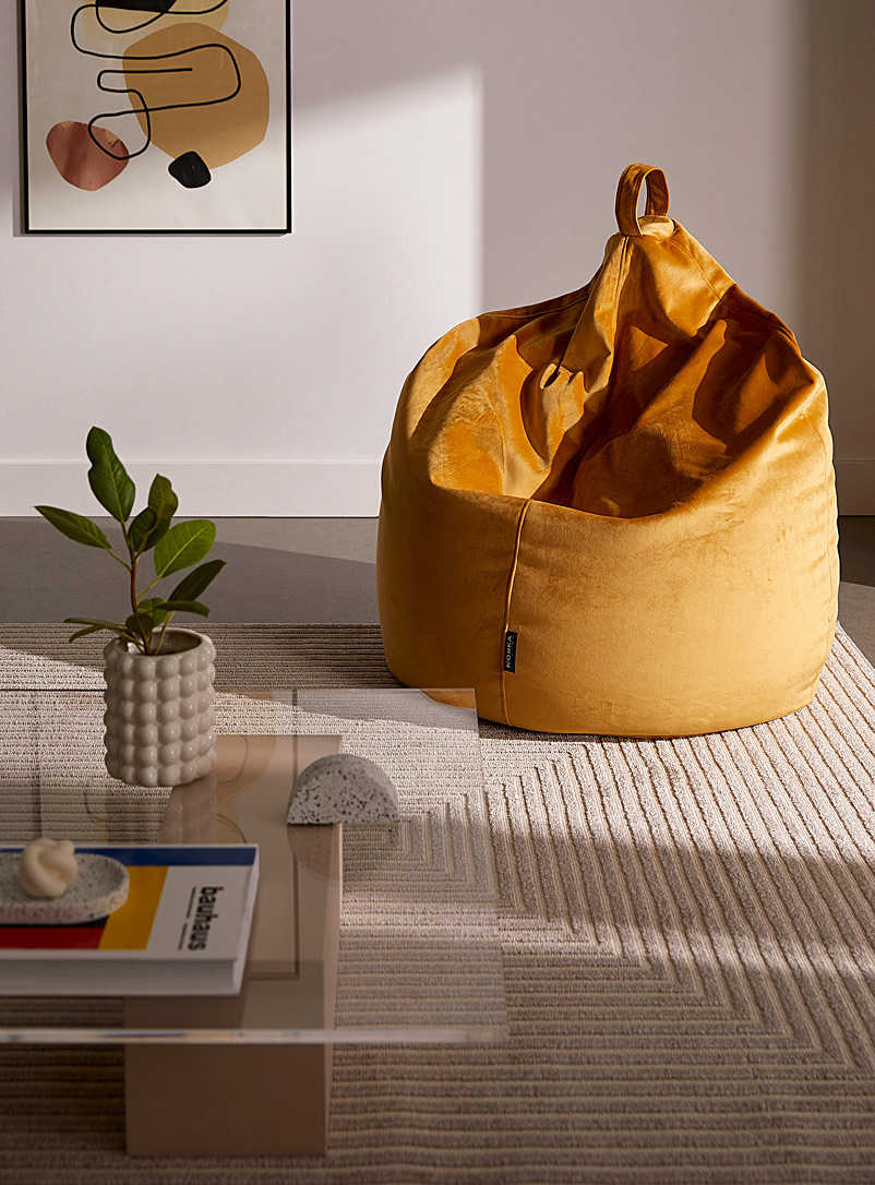 Norka Living Golden Yellow Velvet beanbag chair