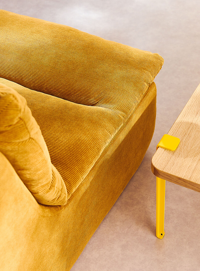 Norka Living: Le fauteuil modulable mousse haute densit&eacute; velours c&ocirc;tel&eacute; Ivoire - Beige cr&egrave;me