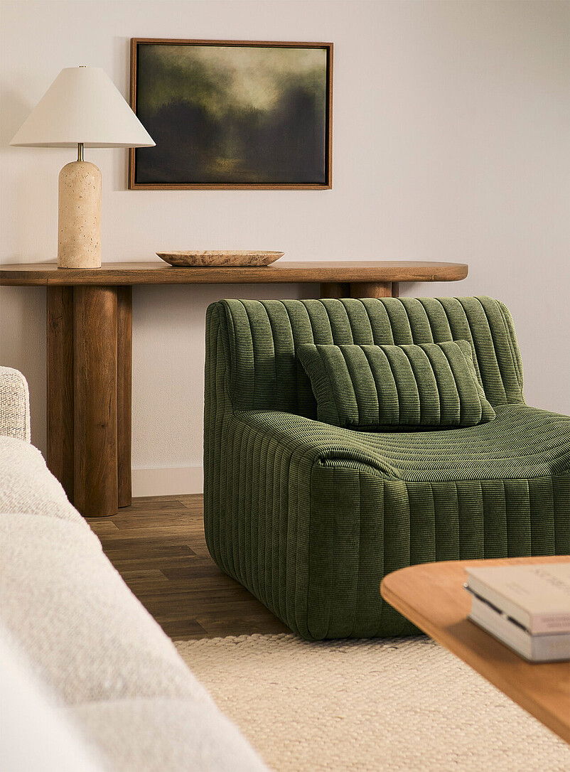 Norka Living Mossy Green Quilted corduroy high-density foam modular chair