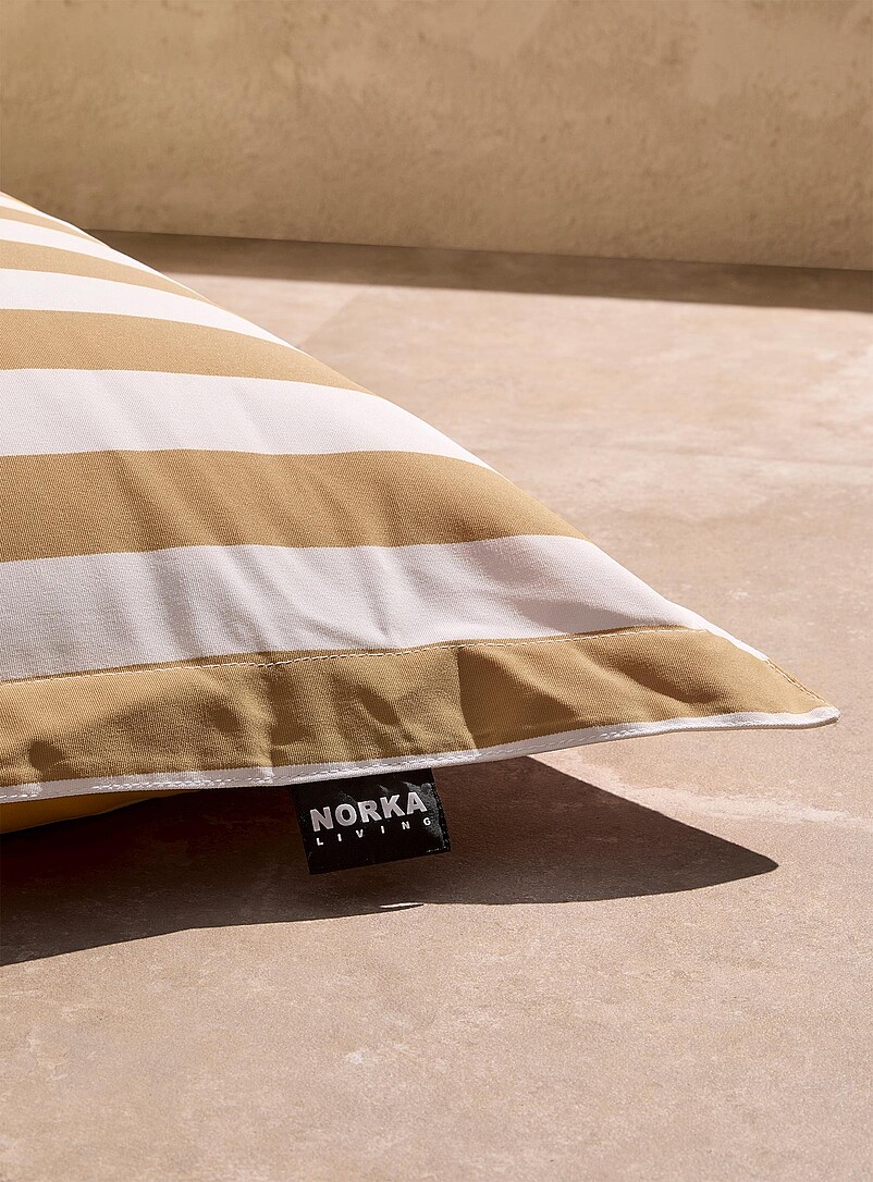 Norka Living: Le fauteuil poire flottant rayures parasol Ivoire - Beige cr&egrave;me